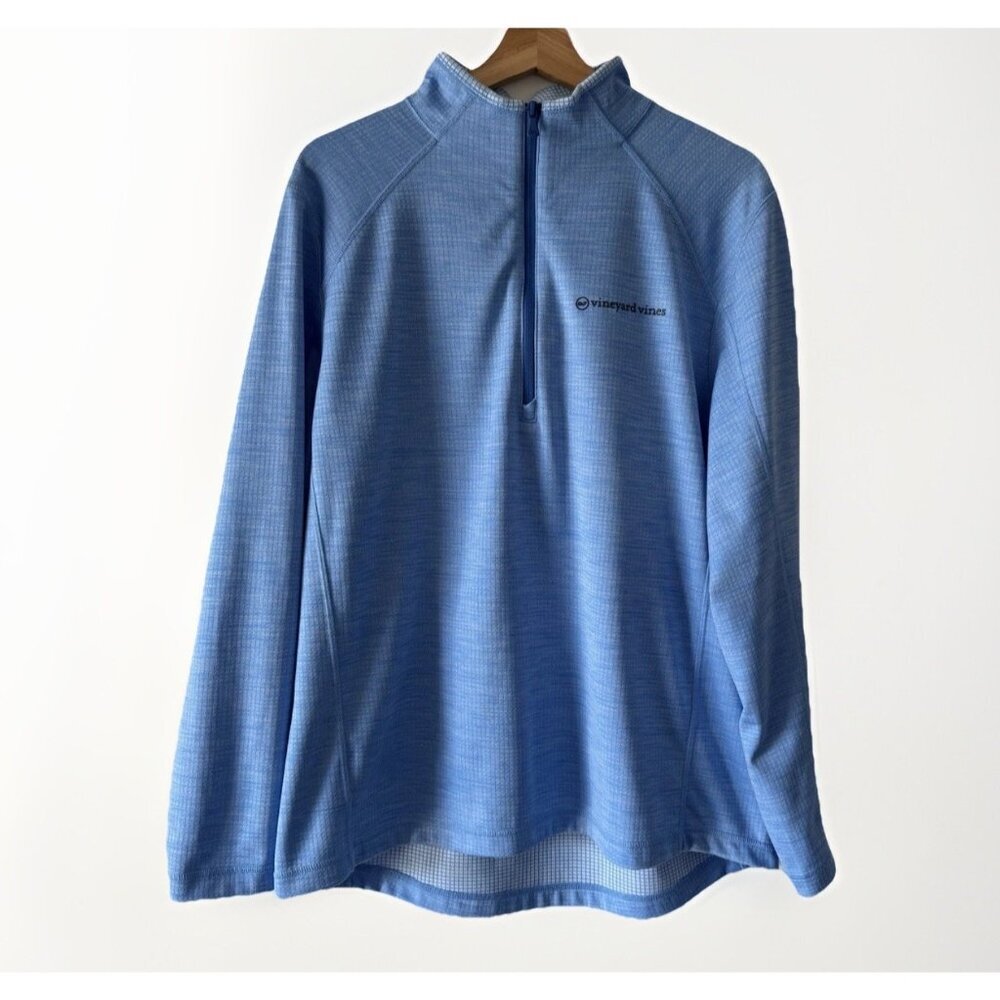 Vineyard Vines 1/4 Zip Long Sleeve Performance Shirt Mens Sz‎ L Blue Preppy Gym